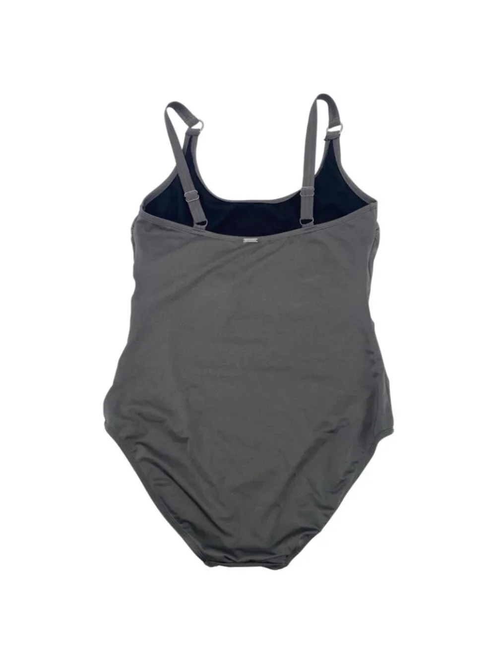 Calvin Klein One Piece Swimsuit Size 14 Ruched Slimming Gray Silver